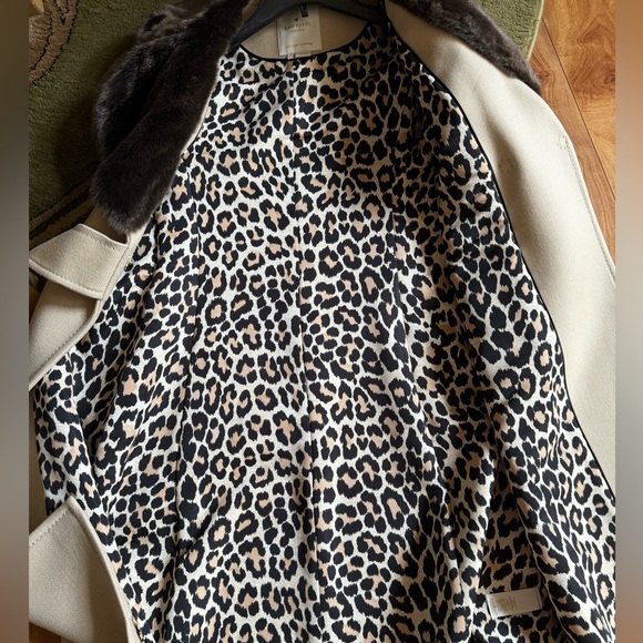 Kate Spade Wool Camel Coat with Large Faux Fur Collar - Picture 7 of 16